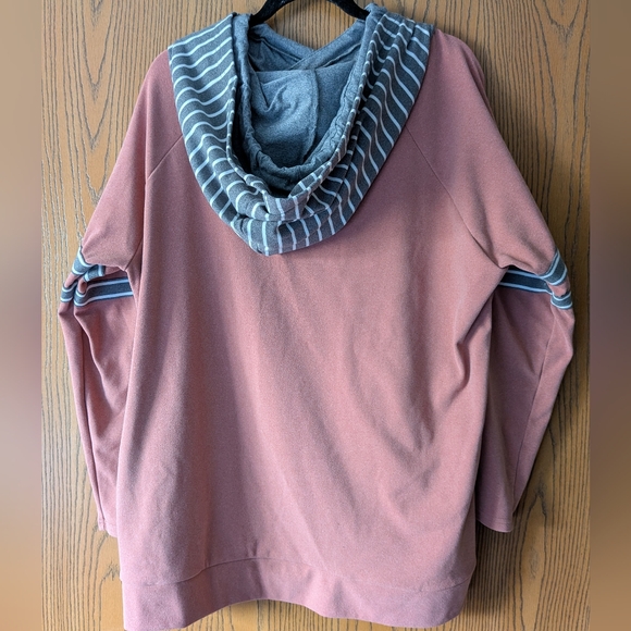 Ninexis Pink Hoodie With Asymmetrical Zip | 1X - Picture 6 of 6